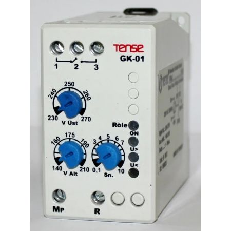 (GK-01) Реле контроля напряжения 1-ф 5А. 150-290V AC с таймером задержки отключения. Tense