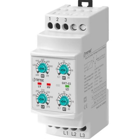 (GKT-03) Реле контроля напряжения 3-ф 5А. 260-410V AC. без контроля нуля. контроль последовательности фаз. Tense
