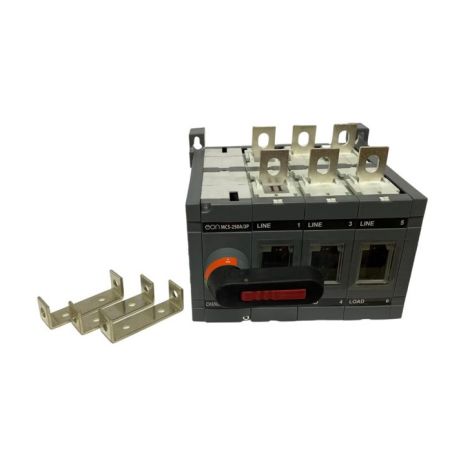 (MCS-160A/3P) Переключатель нагрузки MCS-160A/3P AC23A/415В (I-0-II) с прямой ручкой. с шинными перемычками. EON ELECTRIC