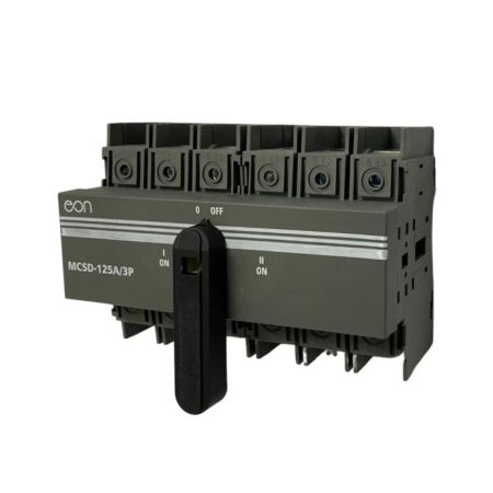 (MCSD-125A/3P) Переключатель нагрузки MCSD-125A/3P AC22A/415В (I-0-II) DIN с прямой ручкой. EON ELECTRIC