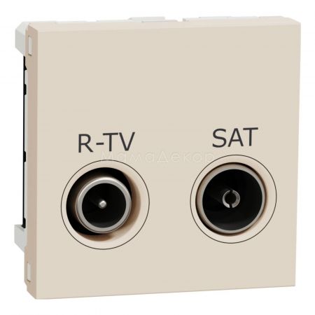 (NU341544) Механизм компьютерной розетки RJ45 одиночная. кат.6 UTP. 2 модуля. UNICA NEW слоновая кость. Schneider Electric