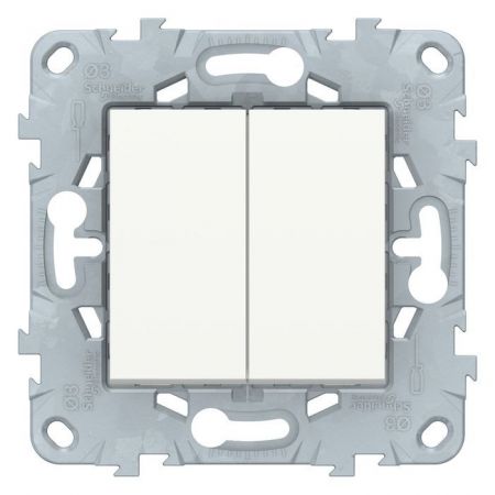 (NU521318) Механизм 2-х клавишного выключателя. 10А 2 модуля. UNICA NEW белая. Schneider Electric