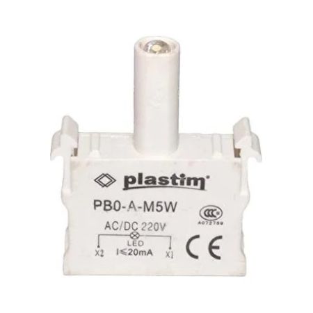 (PB0-AM5W) Сигнальная LED лампочка. 220 В для щитовых кнопок и выключателей белый. Plastim