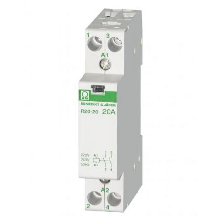 (R20-11 230) Модульный котактор R20-11. In=20А. 1NO+1NC контакта. Uкат=230В AC. Benedict-Jager