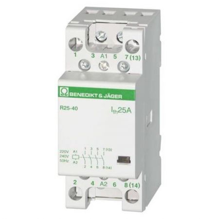 (R25-13 230) Модульный контактор R25-13. In=25А. 1NO+3NC контакта. Uкат=230В AC. Benedict-Jager