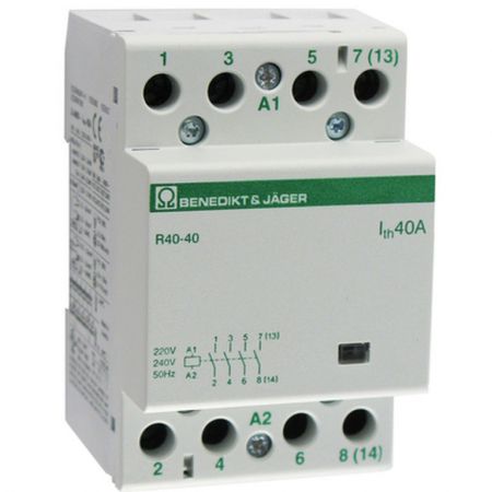 (R40-22 230) Модульный контактор R40-22. In=40А. 2NO+2NC контакта. Uкат=230В AC. Benedict-Jager