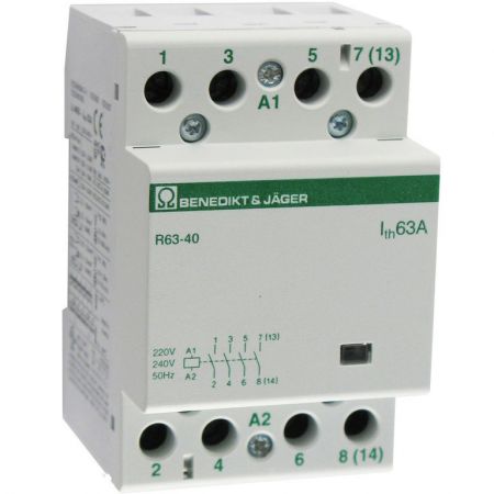 (R63-22 230) Модульный контактор R63-22. In=63А. 2NO+2NC контакта. Uкат=230В AC. Benedict-Jager