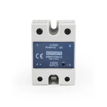 (SSRP1DB012) Реле твердотельное 12А АС. напряжение нагрузки 50-480V AC. EMAS