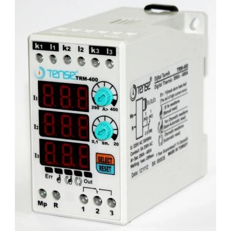 (TRM-400) Реле контроля тока. 3-х фазное. диапазон 290-400 A. Tense