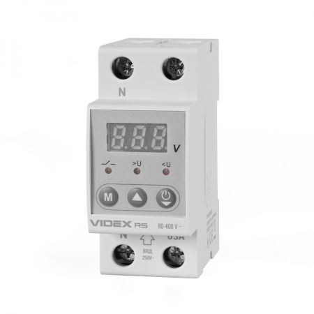 (VF-RS-RN63) 1-ф реле контроля напряжения RESIST 145-300V AC.  63А. VIDEX