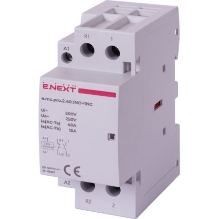 (p005226) Модульный контактор e.mc.pro.2.40.1NO+1NC. 2р. 40А. 1NO+1NC. 220В. E.NEXT
