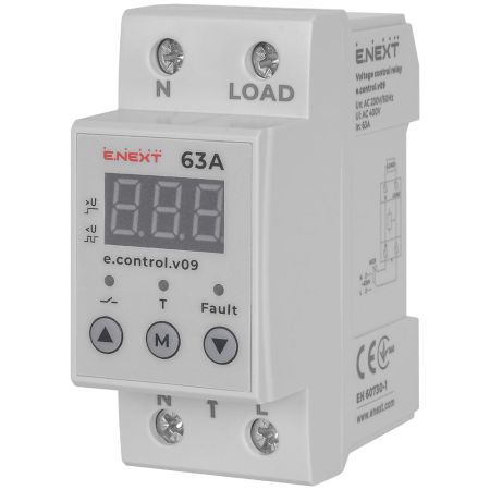 (p0690014) Реле контроля напряжения однофазное 63А с индикацией e.control.v09. E.NEXT