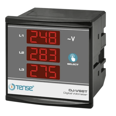 (DJ-V96T) Трехфазный цифровой вольтметр. 96x96 мм. Uпит=150-270V AC. диап.140-500V. Tense