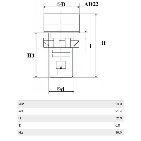 (505033ж) Зуммер светосигнальный AD22-22MS АC/DC 220В. желтый. TAKEL