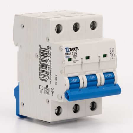 (513155) Автоматический выключатель ВА63-C 3P In=50 А. кривая C. 4.5 кА. TAKEL