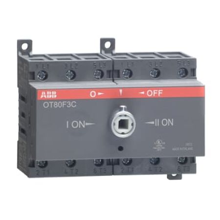(1SCA105402R1001) Переключатель OT80F3C  I-0-II с общим выходом снизу.3-пол.. 80А/400В. ABB