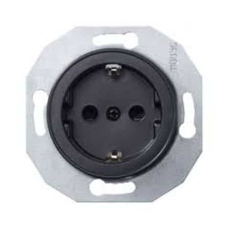 (WDE011303) Розетка с заземляющим контактом RENOVA черная. Schneider Electric