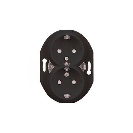 (WDE011322) Двойная розетка с заземляющим контактом RENOVA черная. Schneider Electric