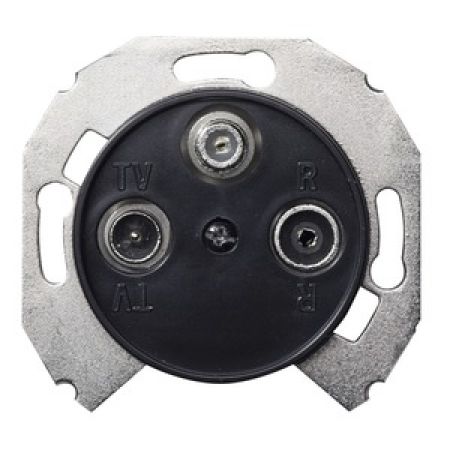 (WDE011749) Розетка TV/R/SAT (телевизионная + радио + спутниковая) проходная (X10) RENOVA черная. Schneider Electric