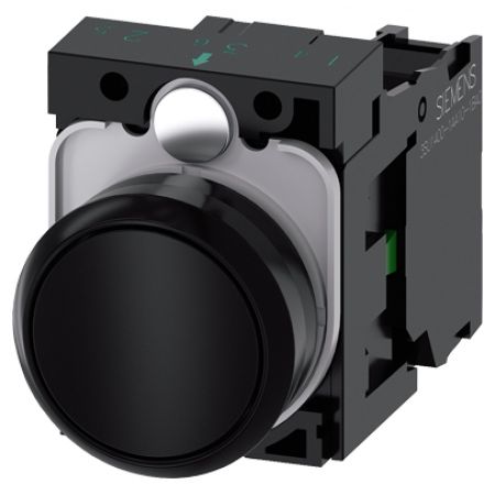 (3SU1100-0AB10-1BA0) Кнопка нажимная. утапливаемая серия 3SU. 1NO. черный. SIEMENS