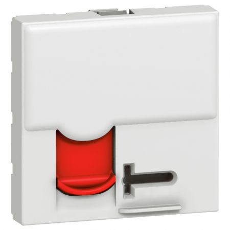 76596 (76596) Розетка информационная (с ключом) RJ45 STP кат.6 LCS²(2 модуля). серия MOSAIC. белый с красной шторкой. Legrand