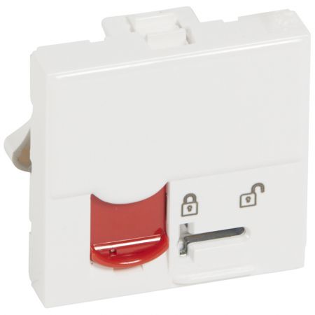 76597 (76597) Розетка информационная (с ключом) RJ45 UTP кат.5E LCS²(2 модуля). серия MOSAIC. белый с красной шторкой. Legrand