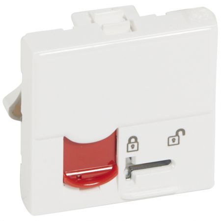 76598 (76598) Розетка информационная (с ключом) RJ45 FTP кат.5E LCS²(2 модуля). серия MOSAIC. белый с красной шторкой. Legrand