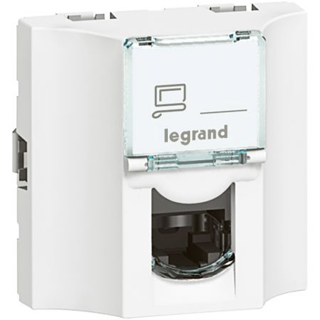 78628 (78628) Розетка информационная проходная RJ45 проход кат.6А STP. (2модуля). серия MOSAIC. белый. Legrand