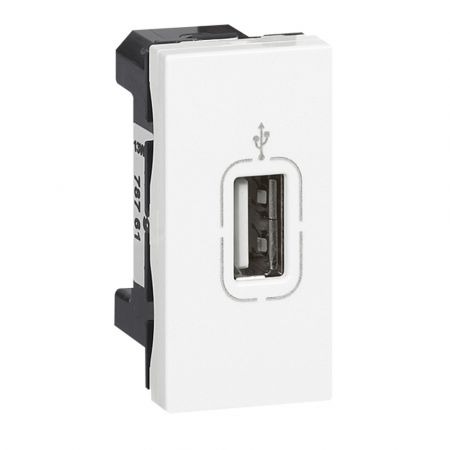 78761 (78761) Розетка USB А (для подключения USB-устройств:принтер. сканер. твердый  диск) (1 модуль) серия MOSAIC. белый. Legrand