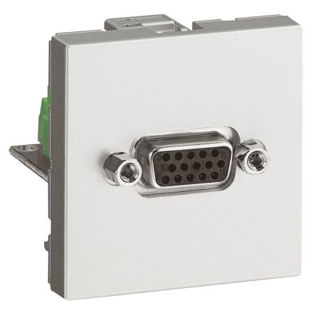 79257 (79257) Розетка Видео HD 15 (15pin) (для аналоговых видеосигналов VGA. XGA или VESA) (2 модуля). серия MOSAIC. алюминий. Legrand