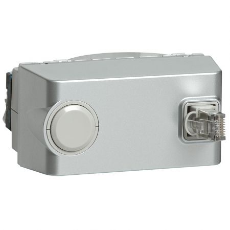 79433 (79433) Розетка информационная RJ45 FTP кат.6 (со шнуром 0.9м) (4модуля). серия MOSAIC. алюминий. Legrand