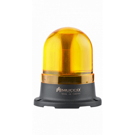 Проблесковый маяк SNT-120-B-3. (smd LED+ звук. 88-112дБ. 126мм. 85-260V AC/DC). желтый. Mucco