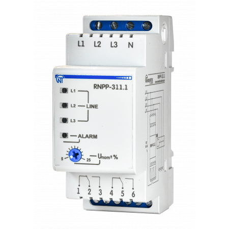(RNPP-311.1) Трехфазное реле напряжения 5A. 95-450V AC. последовательности. перекоса. обрыва фаз. Новатек-Электро