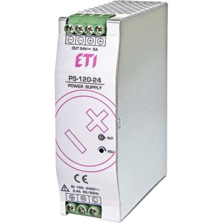 PS 120 24 Блок живлення 120 Вт ETI 4656682 Uвх 100 240V AC 140 340V DC Uвих 24 28V DC