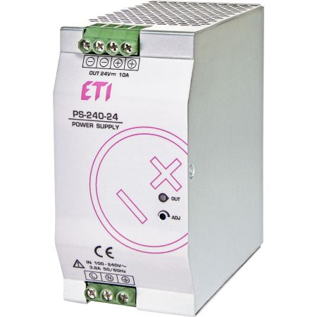 PS 240 24 Блок живлення 240 Вт ETI 4656683 Uвх 100 240V AC 140 340V DC Uвих 24 28V DC