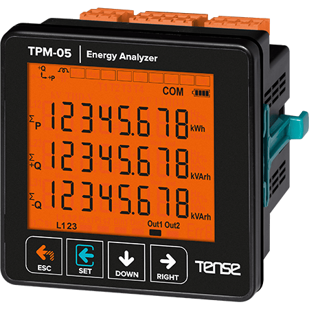 (TPM-05) Анализатор сети TPM-05. 55 гармоник по току и напряжению. 2 выхода. 1 вход. Modbus RTU RS-485. Tense