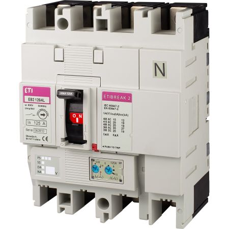 (4671027) Автоматический выключатель EB2 125/4L. 20A (25kA. (0.63-1)In/(6-12)In) 4P. ETI