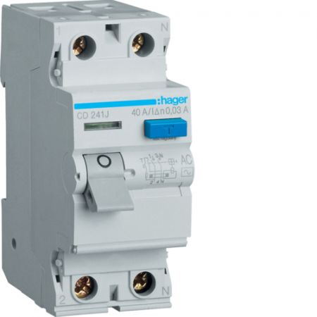 (CD241J) Устройство защитного отключения CD241J 2 полюса 40A 30мА Класс AC. Hager