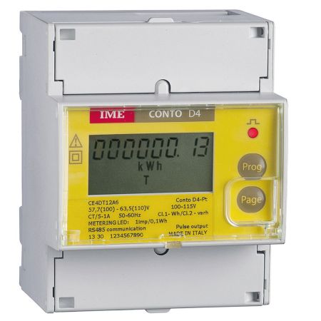 (CE4DT14A4) Счетчик электроэнергии CONTO D4-Pt 3 фазный Вх.5A+1A на Din (Кл.1.0) с RS485. IME