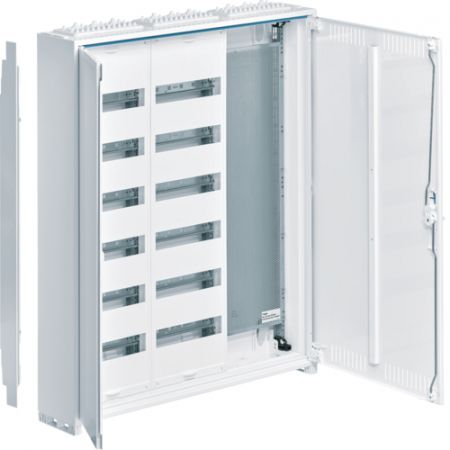 (FWB63K1) Шкаф электротехнический серии Univers IP31/II. 950x800x161. мультимедийный с PE/N-клеммами и монтажною перфорированной панелью 144 модуля. Hager
