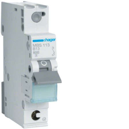 (MBS113) Автоматический выключатель QC MBS113 1P In=13 А Un=220-440В Кривая B 6 кА. Hager