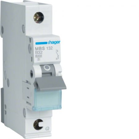 (MBS132) Автоматический выключатель QC MBS132 1P In=32 А Un=220-440В Кривая B 6 кА. Hager