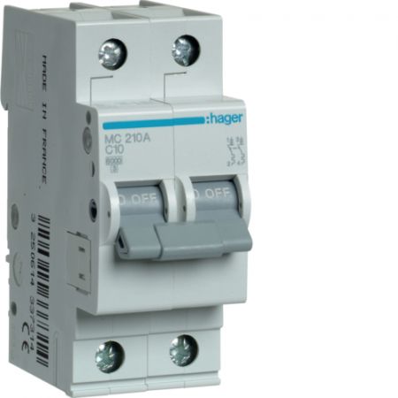 (MC210A) Автоматический выключатель MC210A 2P In=10 А Un=220-440В Кривая C 6 кА