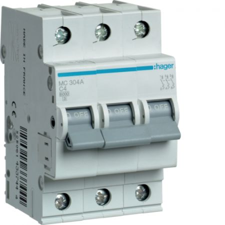 (MC304A) Автоматический выключатель MC304A 3P In=4 А Un=220-440В Кривая C 6 кА