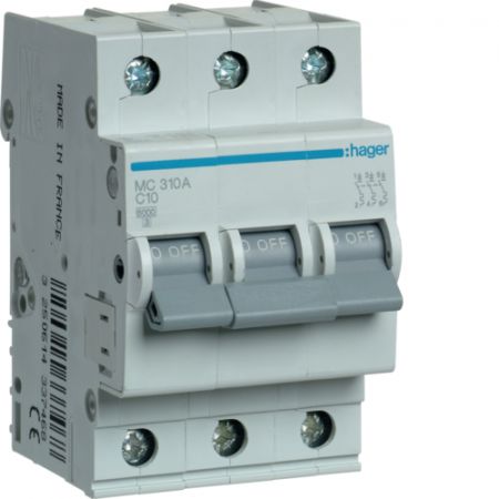 (MC310A) Автоматический выключатель MC310A 3P In=10 А Un=220-440В Кривая C 6 кА