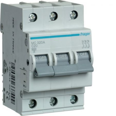 (MC320A) Автоматический выключатель MC320A 3P In=20 А Un=220-440В Кривая C 6 кА