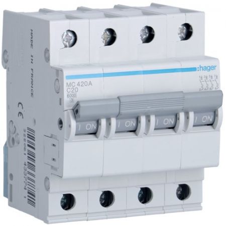 (MC420A) Автоматический выключатель MC420A 4P In=20 А Un=220-440В Кривая C 6 кА