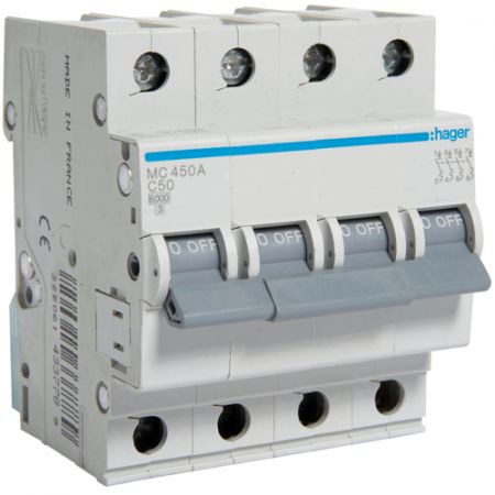 (MC450A) Автоматический выключатель MC450A 4P In=50 А Un=220-440В Кривая C 6 кА