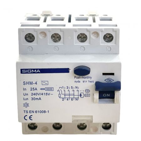 (SHM4025030) Устройство защитного отключения SHM4025030 4 полюса 25А 30мА Класс A. SIGMA