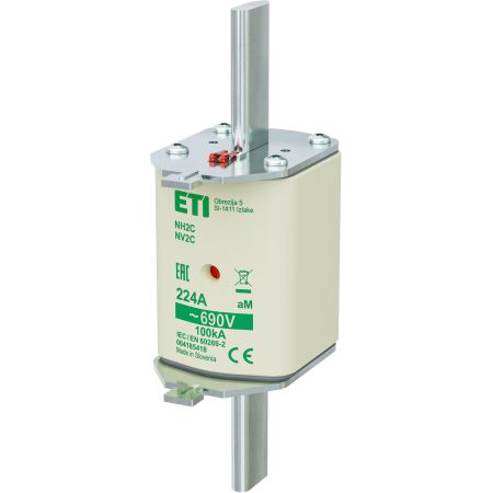 Ножовий запобіжник ETI серії NH NH2C 224A для захисту електродвигунів.